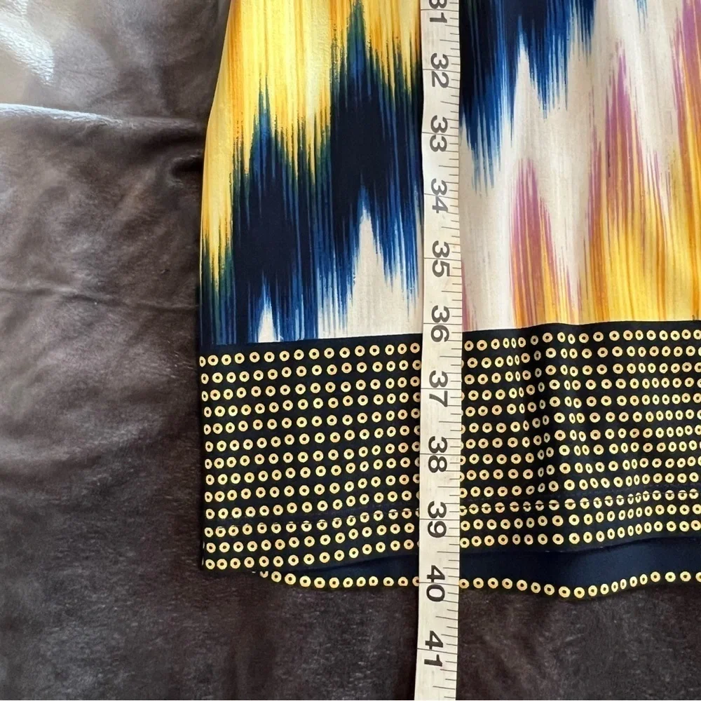 Signature Camryn Dress 3/4 Sleeve Abstract Navy Yellow knee length‎ 12